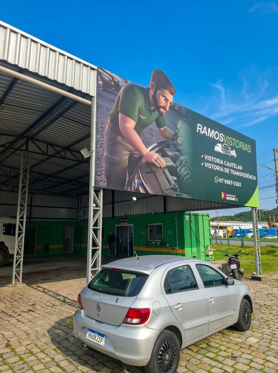 Fachada da Ramos Vistorias — Unidade II Salseiros, anexo ao Posto Santa Rosa